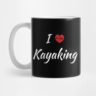 I Love Kayaking Cute Red Heartbeat Mug